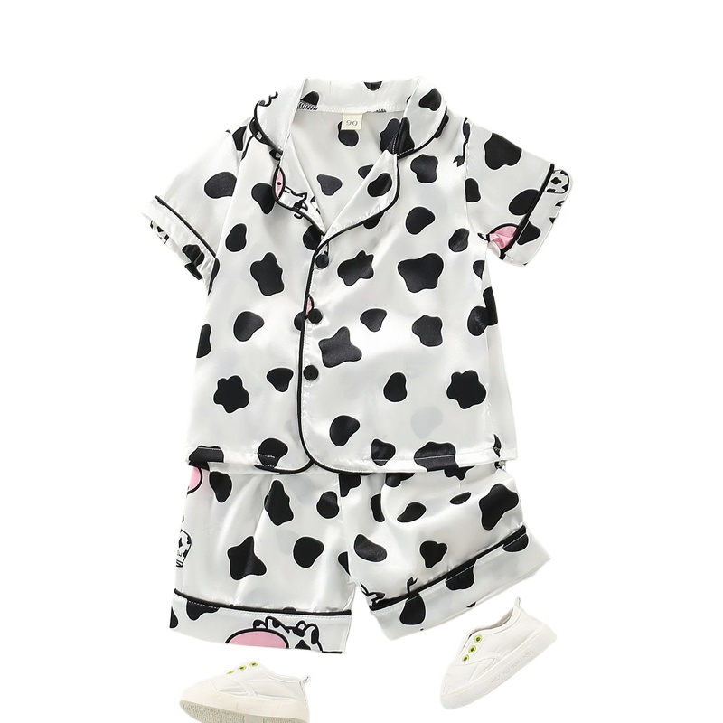 Baby Clothing Dividers - เด็กหญิงเด็กชายผ้าซาตินแขนสั้น2ชิ้น/เซ็ตสำหรับเด็ก, ชุดนอนผ้าซาตินประกอบด้วยหมีและกางเกงใส่อยู่บ้านใส่ในช่วงฤดูร้อน