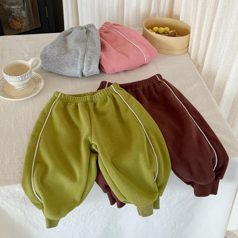 Baby Clothing Dividers - กางเกงวอร์มเด็กบุขนกำมะหยี่หนานุ่ม สีพื้น สำหรับเด็กผู้หญิงและเด็กผู้ชาย เสื้อผ้าเด็กอ่อน ฤดูหนาว 2025