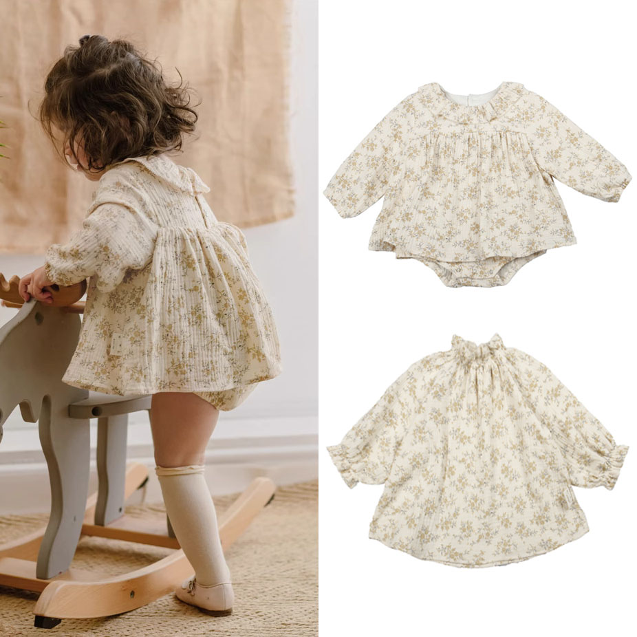 Baby Clothing Organic - ดอกไม้เด็กสาวชุดฤดูใบไม้ผลิผ้าฝ้ายอินทรีย์ทารกแรกเกิดสาวRomperเสื้อผ้าเด็กวัยหัดเดินสาว