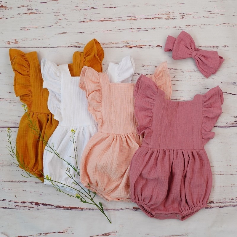 ชุดรอมเปอร์แต่งจีบสำหรับเด็กผ้ - Baby Clothing Organic บทวิจารณ์และราคา